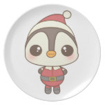 cute santa claus penguin character party plates