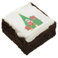 Cute Santa Claus Under A Christmas Tree Brownie