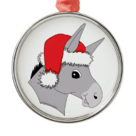 Cute Santa Hat Christmas Donkey Ornament