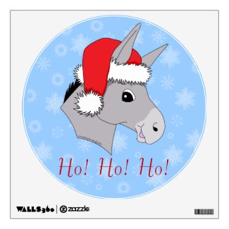 Cute Santa Hat Christmas Donkey Room Sticker
