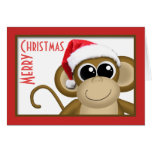 Cute Santa Hat Monkey "Merry Christmas" Card