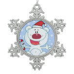cute santa polar bear with candy cane ornament