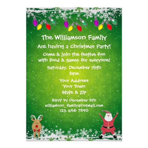 Cute Santa & Rudolph Christmas Party Invites