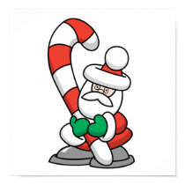 Cute Santa with Giant Candy Cane posters