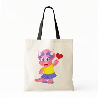 Cute Savannah the Dino Tote Bag (Heart)