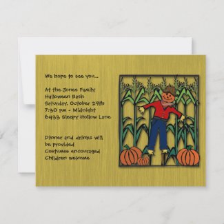 Cute Scarecrow in a Corn Field Halloween Party invitation