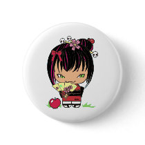 Cute Scary Miao - gothic kokeshi doll Buttons