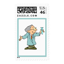 Cute Scientist in Lab Coat Postage Stamps