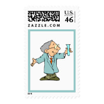 Cute Scientist in Lab Coat Postage Stamps