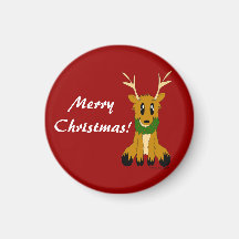 Cute Scruffy Christmas Reindeer Magnet