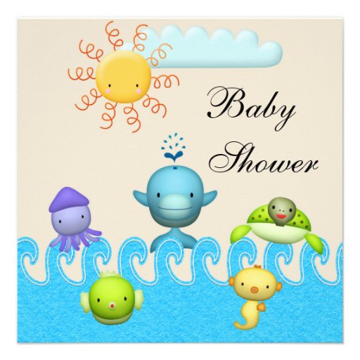 Cute Sea Animals Baby Shower Invitations