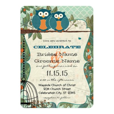 Cute Sea Blue Owl Marry My Best Friend Wedding Invite