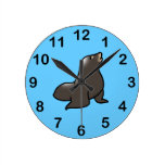 cute sea lion round clock