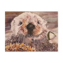 Cute Sea Otter Postcard by michelleys Cute Sea Otter Postcard
