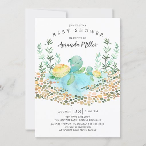 Cute Sea Turtle Ocean Baby Shower Invitation Zazzle