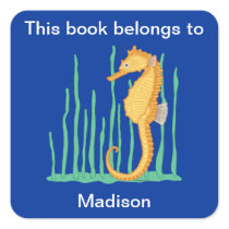 Cute Seahorse Bookplate stickers