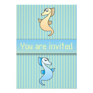 Cute Seahorses Birthday Party Invitations
