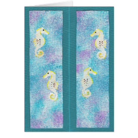 Cute Seahorses on blue and purple bookmarks card