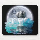 Cute Seal-Pup & Moon Wildlife Lover Mousepad