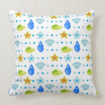 cute seashells and starfish beach pattern throw pillows