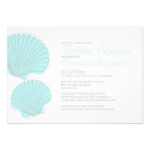 Cute Seashells Destination Bridal Shower Invite