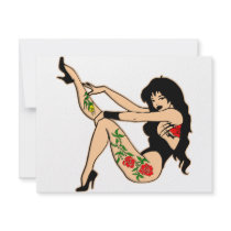Cute Sexy Girl With Tattoos Custom Invitations