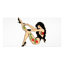 Cute Sexy Girl With Tattoos photo cards