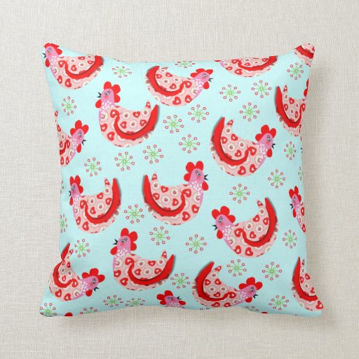 Cute Shabby Chic Rooster Hens Vintage Inspired Pillow Zazzle