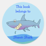Cute Shark Custom Bookplate Template for Kids Stickers