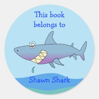 Cute Shark Custom Bookplate Template for Kids
