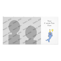 Cute Shark with Birthday Balloon. Customized Photo Card