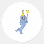 Cute Shark with Birthday Balloon. Round Sticker