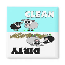 Cute Sheep Clean / Dirty Dishwasher Magnet