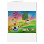 Cute sheep cows folk art naive painting G Bruce Greeting Card