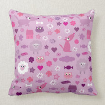 Cute Sheep, Dogs & Cats Pillow