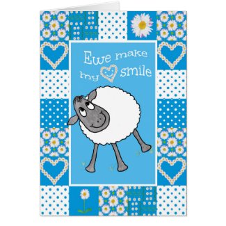 Cute Sheep, Ewe Make My Heart Smile Greeting Card