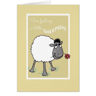 Cute Sheep, Feeling Sheepish, Sorry, Apology Card