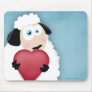 Cute Sheep Holding Love Heart Novelty Mousepad