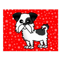 Cute Shih Tzu Cartoon Shirt Black and White Post Cards
