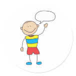 Cute Shirts | Cute Boy With Speech Bubble Gift Round Stickers