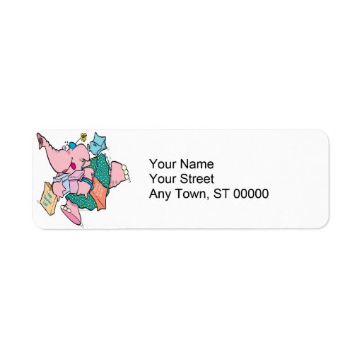 cute shopaholic shopping elephant return address labels