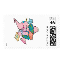 cute shopaholic shopping elephant postage stamp