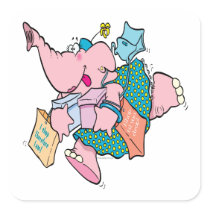 cute shopaholic shopping elephant stickers