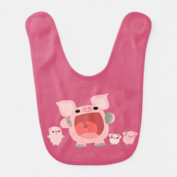 Cute Shouting Cartoon Pigs Baby Bib