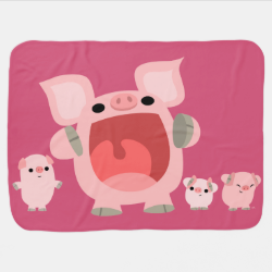 Cute Shouting Cartoon Pigs Baby Blanket