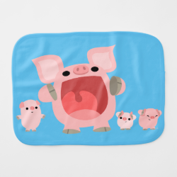 Cute Shouting Cartoon Pigs Burp Cloth