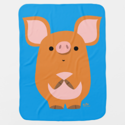 Cute Shy Cartoon Pig Baby Blanket