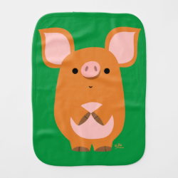Cute Shy Cartoon Pig Burp Cloth