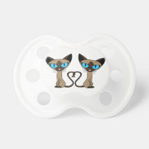 Cute Siamese Cats Tail Heart Pacifier