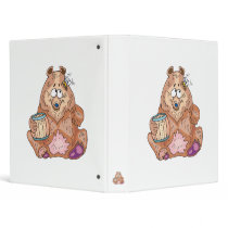cute silly bear with honey vinyl binder